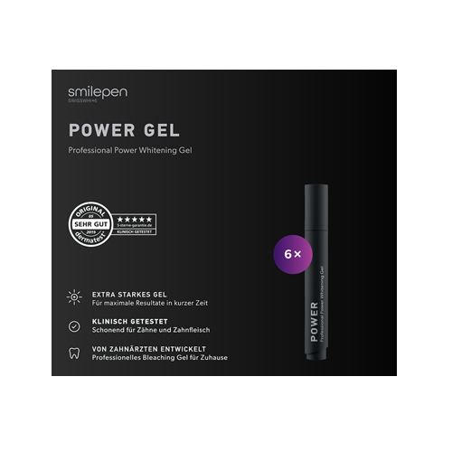 Smilepen Power Whitening Gel, fogfehérítő géltoll készlet (6 x 5ml)