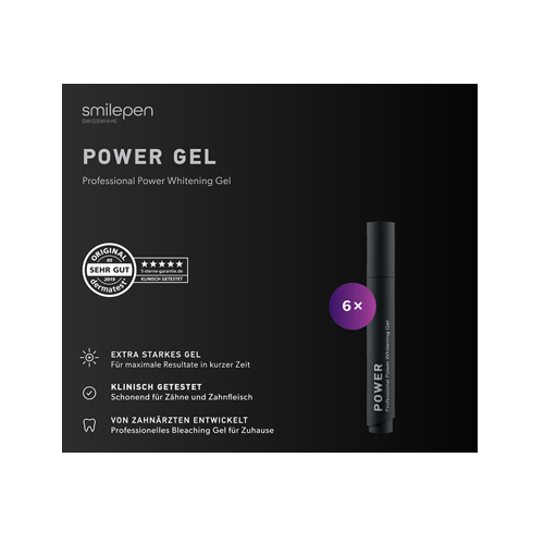 Smilepen Power Whitening Gel, fogfehérítő géltoll készlet (6 x 5 ml)