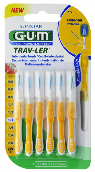 GUM TRAV-LER fogközi kefék 1,3 mm-es, ISO 3, 6 db