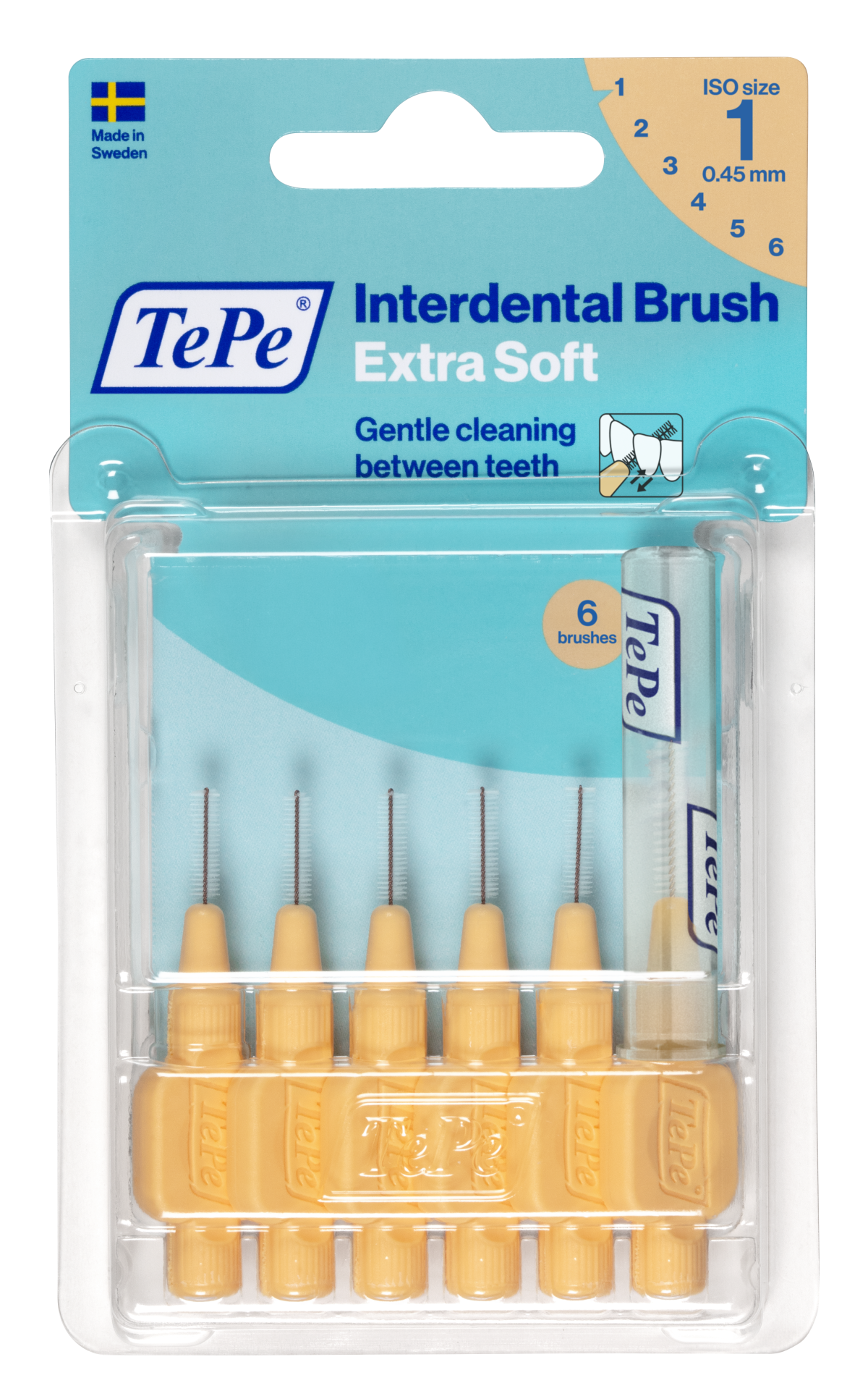 TePe Extra soft fogköztisztító kefék 0,45 mm, halvány narancssárga, 6 db