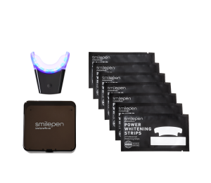 Smilepen Whitening Strips Kit - 7 napos kúra az intenzív fogfehérítéshez, vezeték nélküli LED gyorsítóval ellátott fehérítő csíkokkal