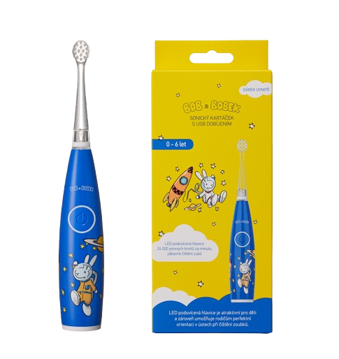 Bob és Bobek Baby szónikus fogkefe űrhajóssal és USB töltéssel, 0-6 éves korig, dobozban
