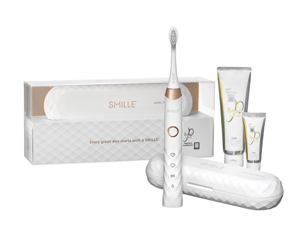 SMILLE Sonic Brush – Prémium szónikus fogkefe SANGI kónikus sörtékkel,fehér