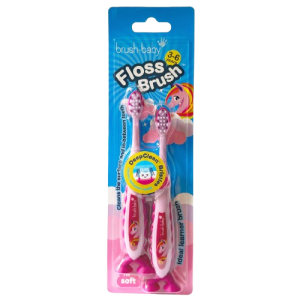 Brush-baby Unicorn FlossBrush™ gyerekfogkefe unikornis mintával, 2 db, 3-6 év