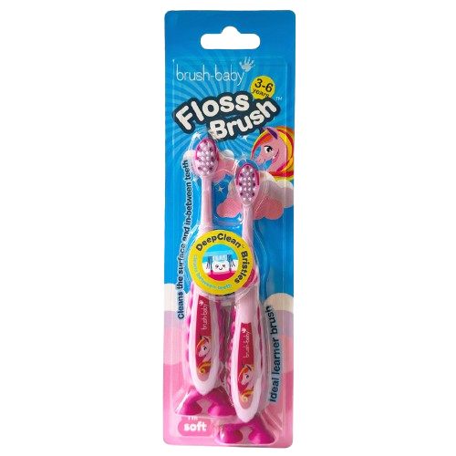 Brush-baby Unicorn FlossBrush™ gyerekfogkefe unikornis mintával, 2 db, 3-6 év