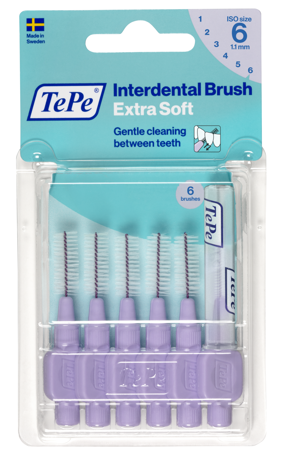 TePe Extra soft fogköztisztító kefék 1,1 mm, halványlila, 6 db