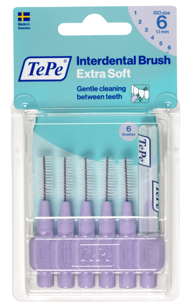 TePe Extra soft fogköztisztító kefék 1,1 mm, halványlila, 6 db