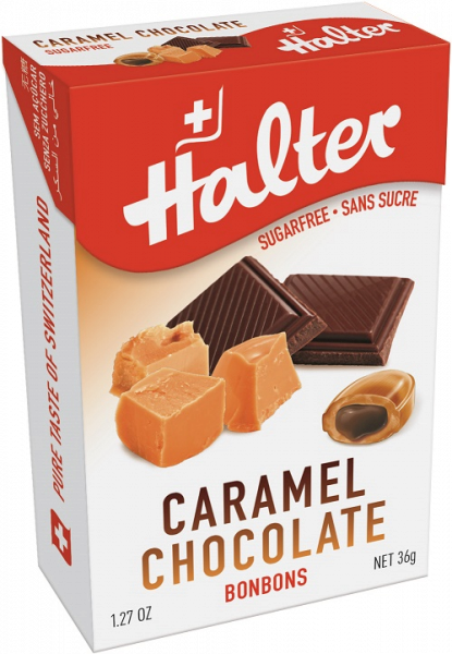 Halter Karamellás-csokoládés bonbonok (töltött, kemény cukorkák), 36 g
