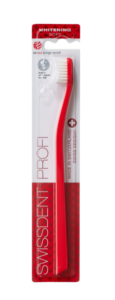 SWISSDENT WHITENING fogkefe Soft, piros