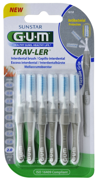 GUM TRAV-LER fogközi kefék 2,0 mm-es, ISO 6, 6 db