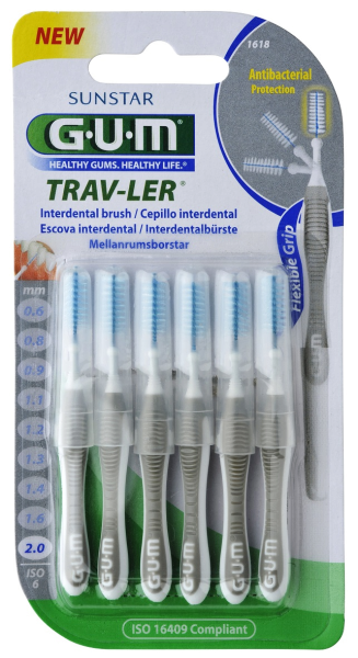 GUM TRAV-LER fogközi kefék 2,0 mm-es, 6 db