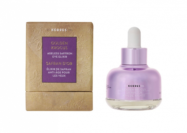 KORRES Golden Krocus Ageless Saffron Eye Elixir – sáfrány-elixír a szem környékére, 18 ml