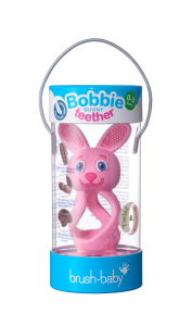 Brush-baby Bobbie Bunny rágóka, rózsaszín, 0-3 éves korig