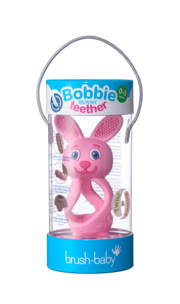 Brush-baby Bobbie Bunny rágóka, rózsaszín, 0-3 éves korig