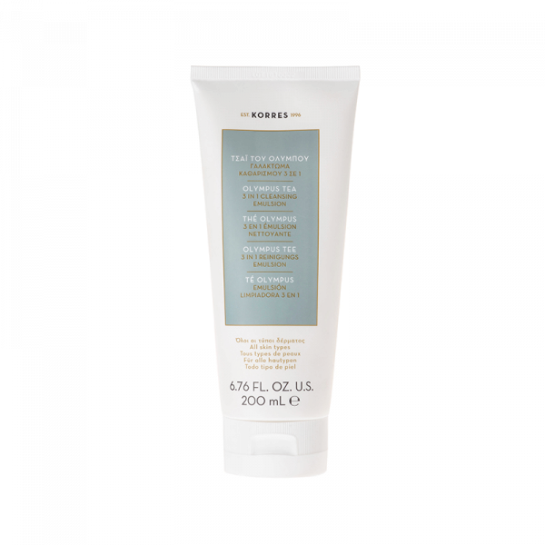 KORRES Olympus Tea – Finom tisztító és sminkeltávolító emulzió 3 az 1-ben, görög hegyi tea kivonattal, 200 ml