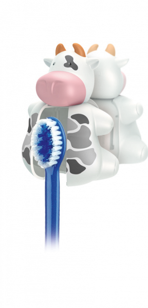 Miradent Funny Tehénke, fogkefetartó két tapadókoronggal