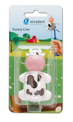 Miradent Funny Tehénke, fogkefetartó két tapadókoronggal