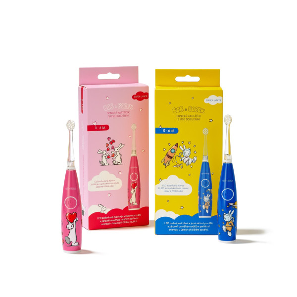 Bob és Bobek Baby szónikus fogkefe űrhajóssal és USB töltéssel, 0-6 éves korig, dobozban