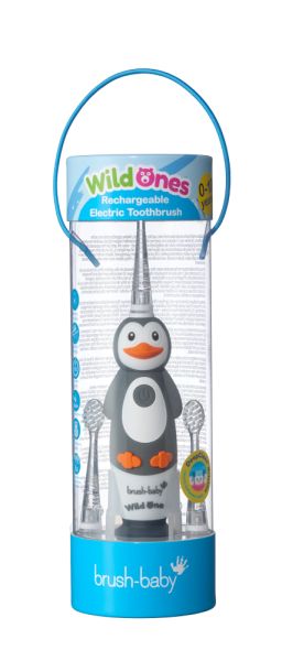 Brush-baby WildOnes szónikus gyerekfogkefe, pingvin, 0-10 éves korig
