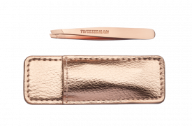 Tweezerman Mini SLANT Rose Gold csipesz utazótáskával