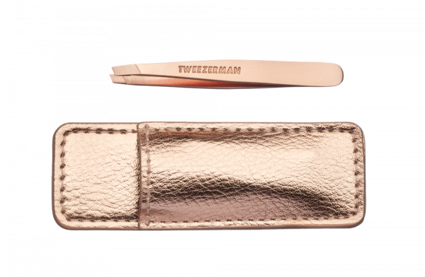 Tweezerman Mini SLANT Rose Gold csipesz utazótáskával