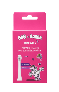 Bob és Bobek pótfej a Bob és Bobek DREAMY, szónikus fogkefékhez közepes méretű, kanál alakú sörtekialakítás, 3 db