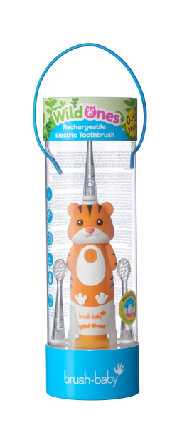 Brush-baby WildOnes szónikus gyerekfogkefe, tigris, 0-10 éves korig