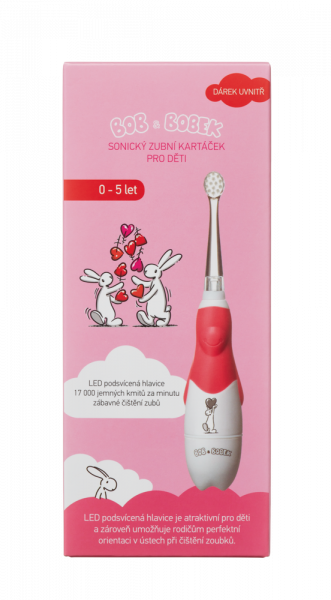 Bob és Bobek szónikus gyerekfogkefe szívecskékkel, 0-5 éves korig