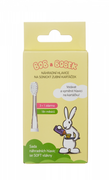 Bob & Bobek szónikus gyerekfogkefe pótfej, 18+ hónap, 3 + 1 db