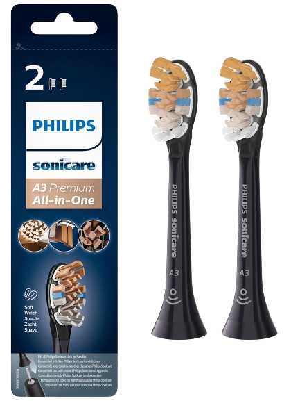 Philips Sonicare A3 Prestige pótfej HX9092/11, fekete, 2 db/csomagolás