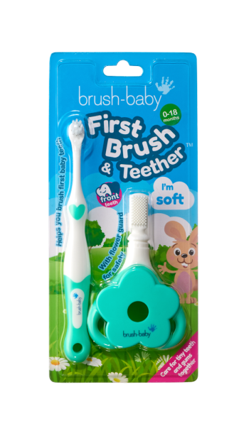 Brush-baby First Brush & Teether, fogkefe és rágóka, 0-18 hónapos korig