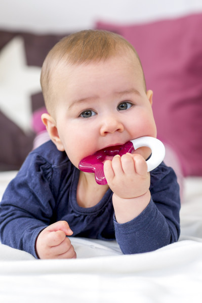 Dentistar Cooling Teether, hűsítő rágóka 3 hónapos kortól, rózsaszín