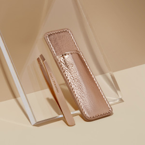 Tweezerman Mini SLANT Rose Gold csipesz utazótáskával