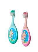 Brush-baby FlossBrush 2in1, első fogkefe és rágóka 2 az 1-ben, 0-3 éves korig