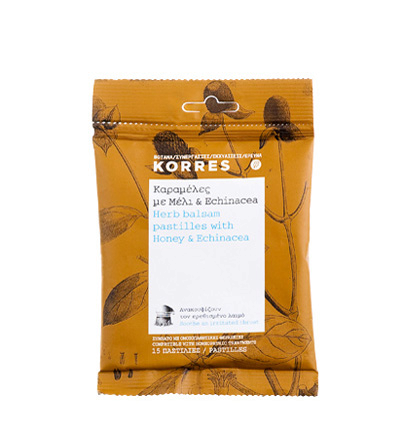 KORRES Candies - Méz és echinacea tartalmú gyógynövény pasztillák, 15 ks