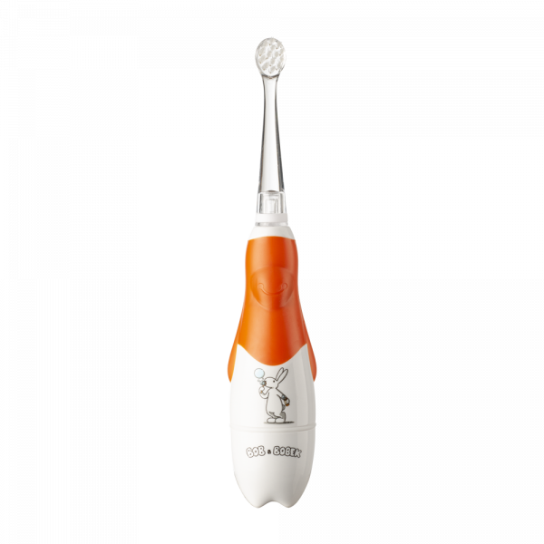 Bob & Bobek szónikus gyerekfogkefe buborékfújó nyuszi motívummal, narancssárga, 0-5 éves korig