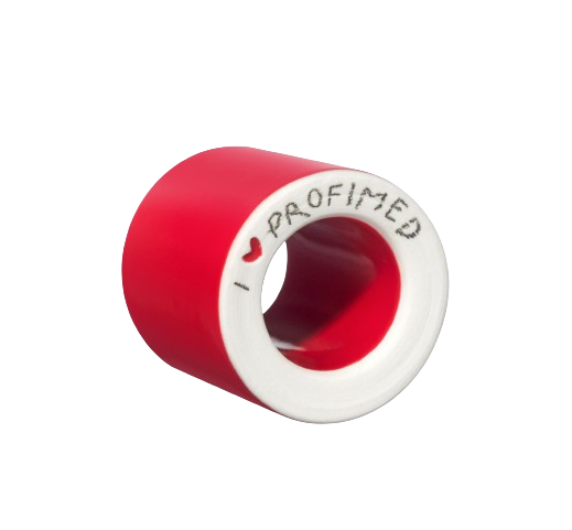 Kézzel készített kerámia fürdőszobai állvány, I love Profimed felirattal, svájci piros színben