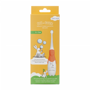 Bob & Bobek szónikus gyerekfogkefe buborékfújó nyuszi motívummal, narancssárga, 0-5 éves korig