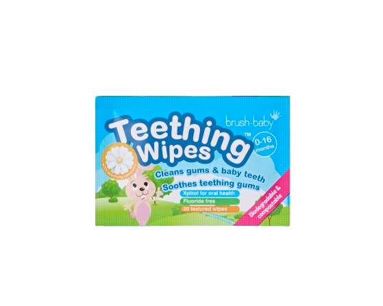Brush-baby Teething Wipes, fogzási törlőkendő a fogacskák előbújásakor, 0–16 hónapos korig