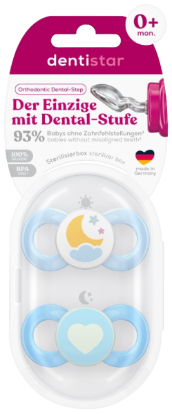 Dentistar fogszabályozó cumik 0-6 hónapos korig, kék