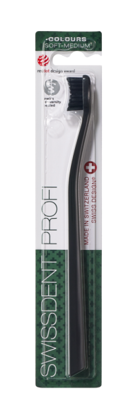 SWISSDENT COLOURS fogkefe Soft-Medium, fekete-fekete
