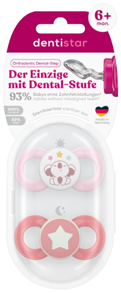 Dentistar fogszabályozó cumik 6-14 hónapos korig, rózsaszín