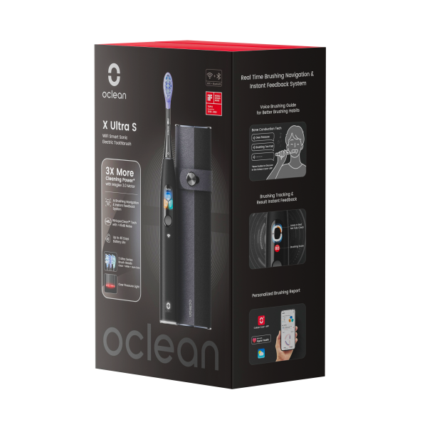 Oclean X Ultra Set – szónikus fogkefe és utazótok, fekete