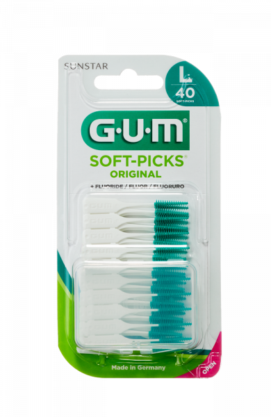 GUM Soft-Picks fogköztisztító kefe fluoriddal - nagy méret, 40 db